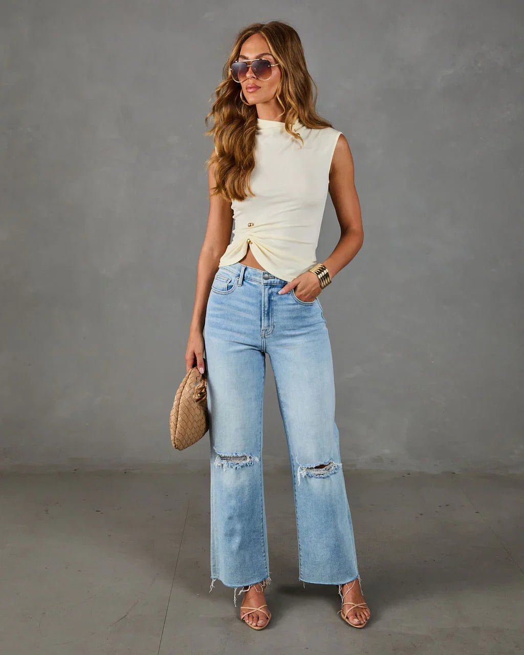 Marieanna Cinched Mock Neck Top