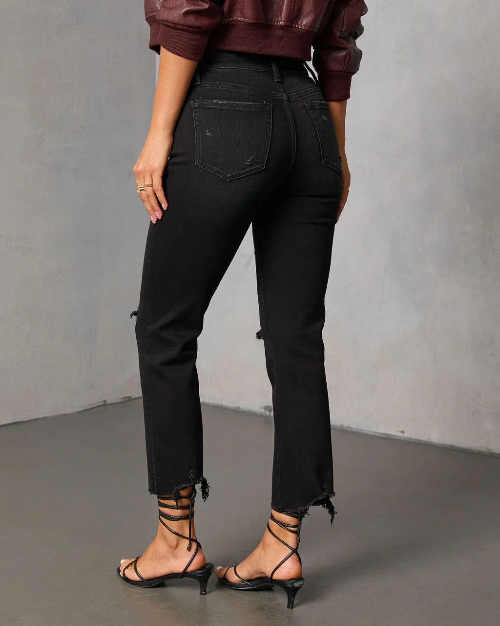 Mcguire Super Stretch High Rise Slim Leg Distressed Jeans