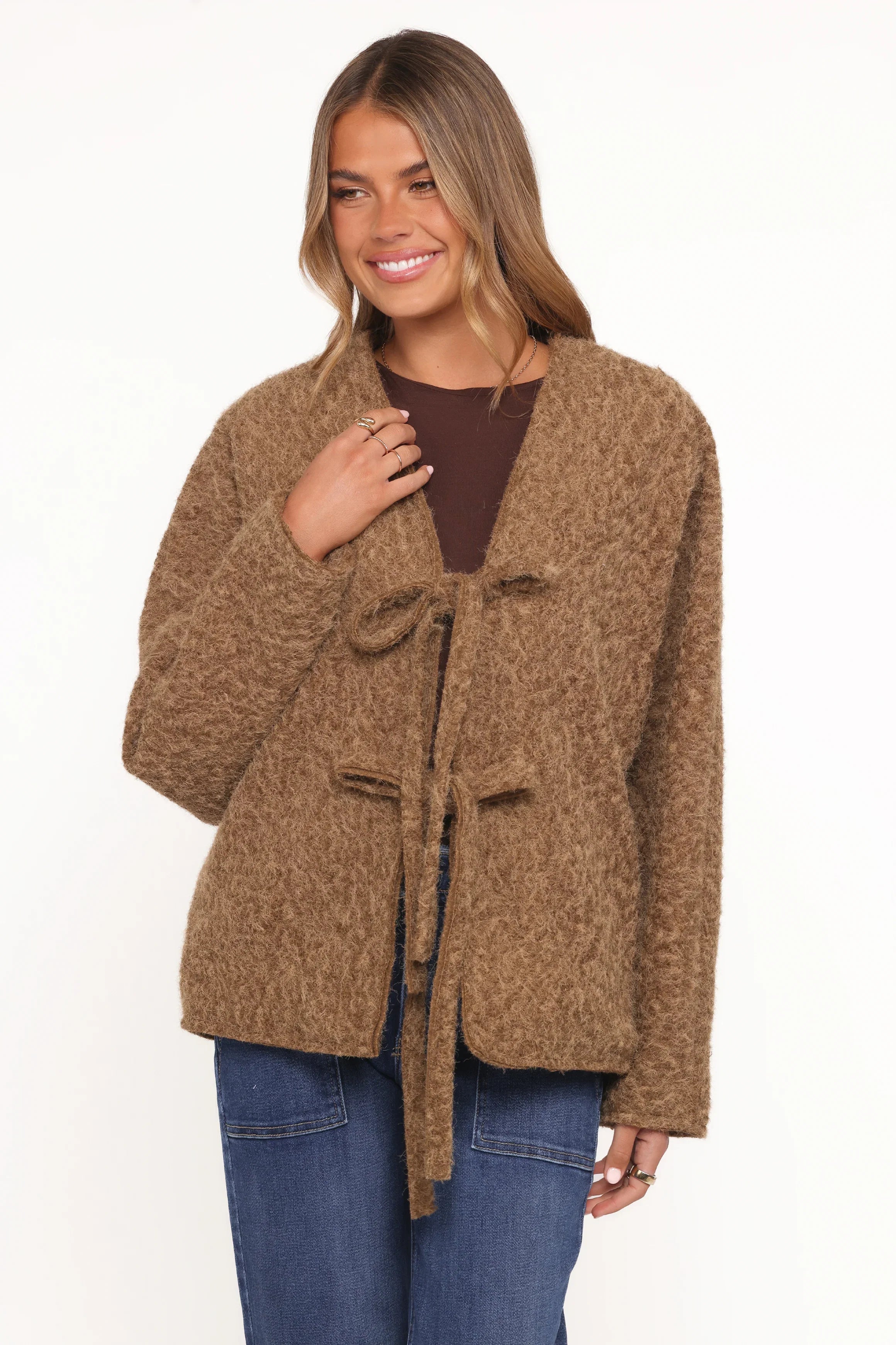 Kimmy Bow Oversized Cardigan Moss