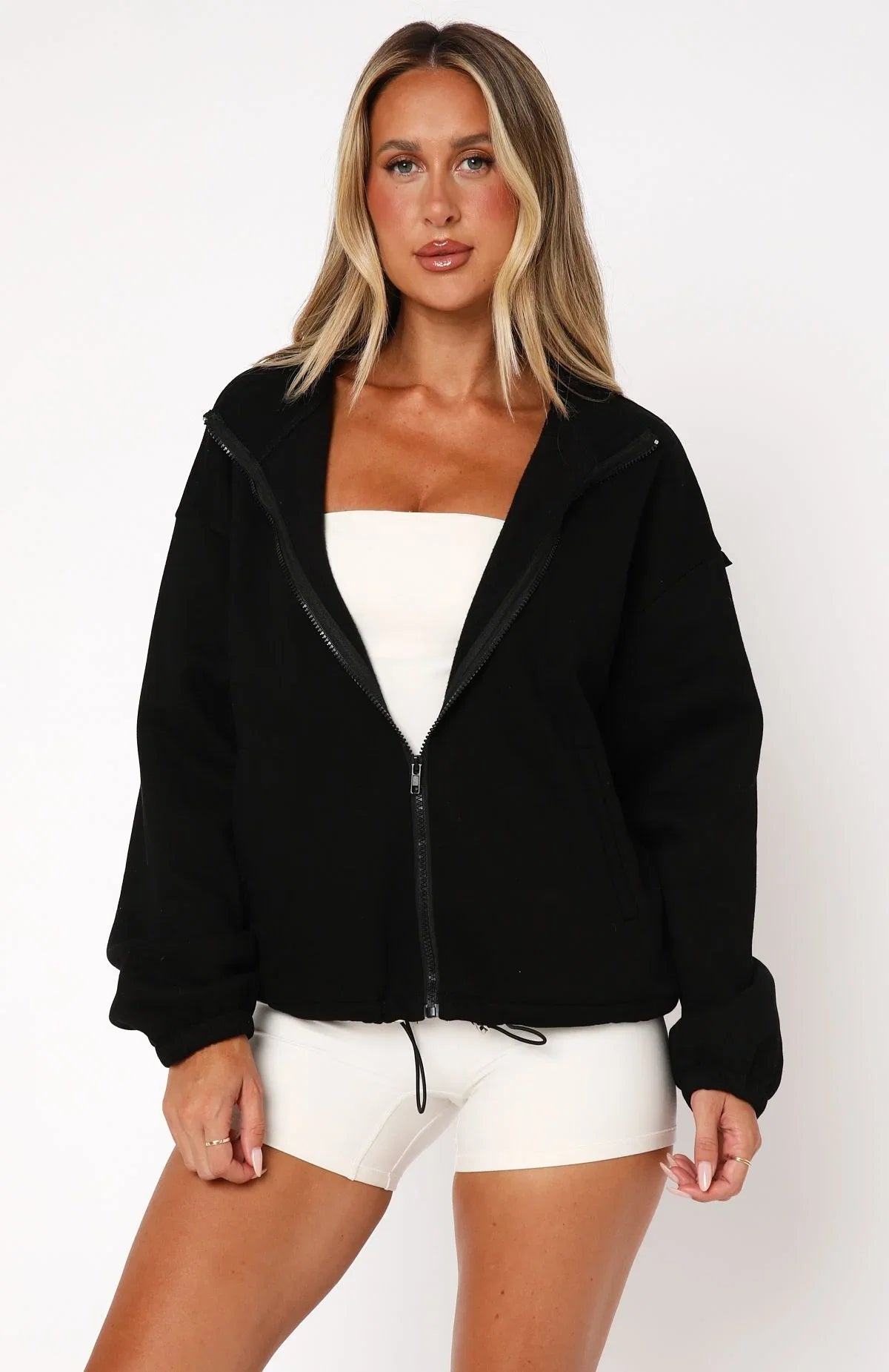 Dont Look Now Zip Front Sweater Black