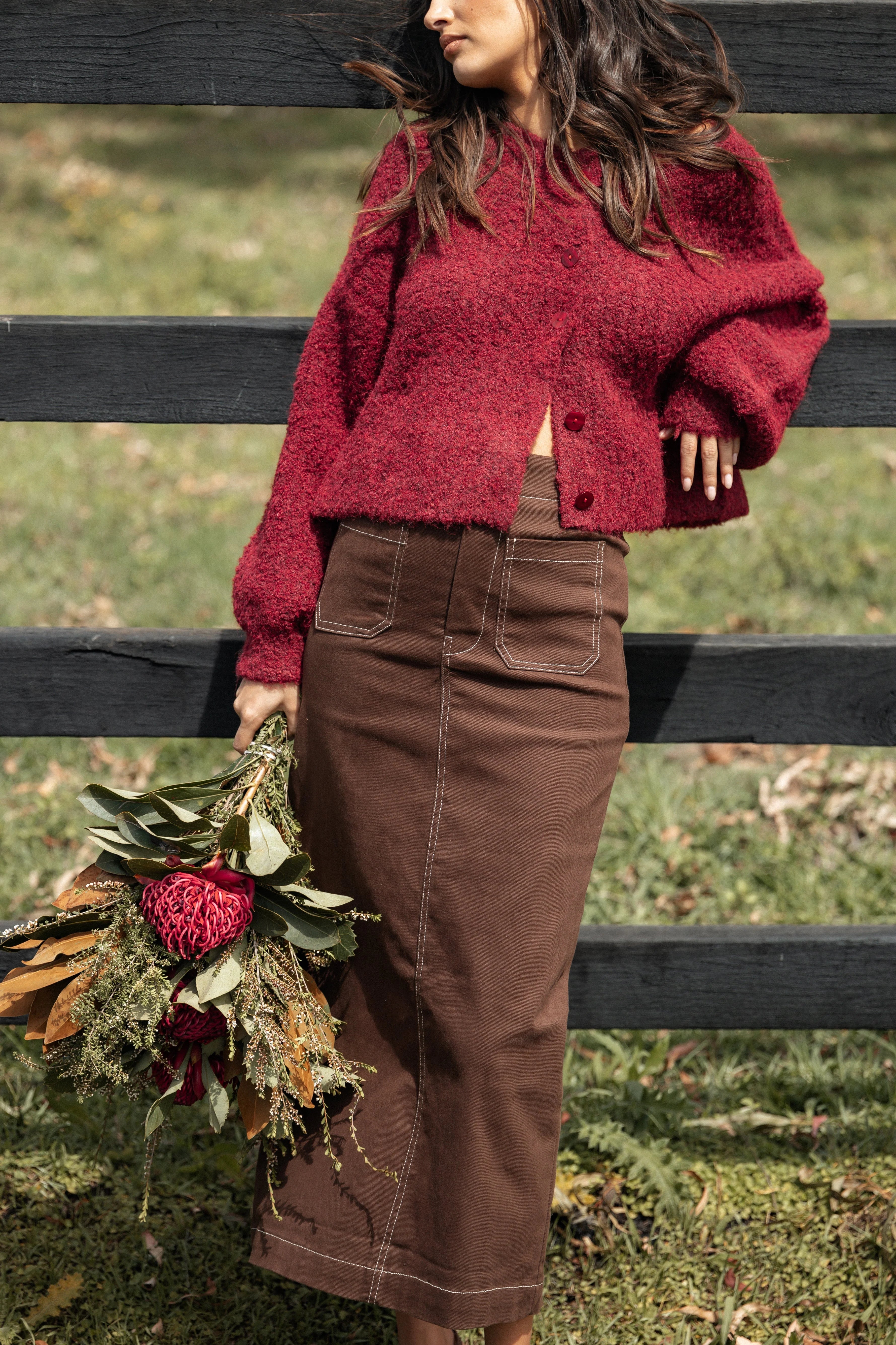 Nikko Midi Skirt Chocolate Brown