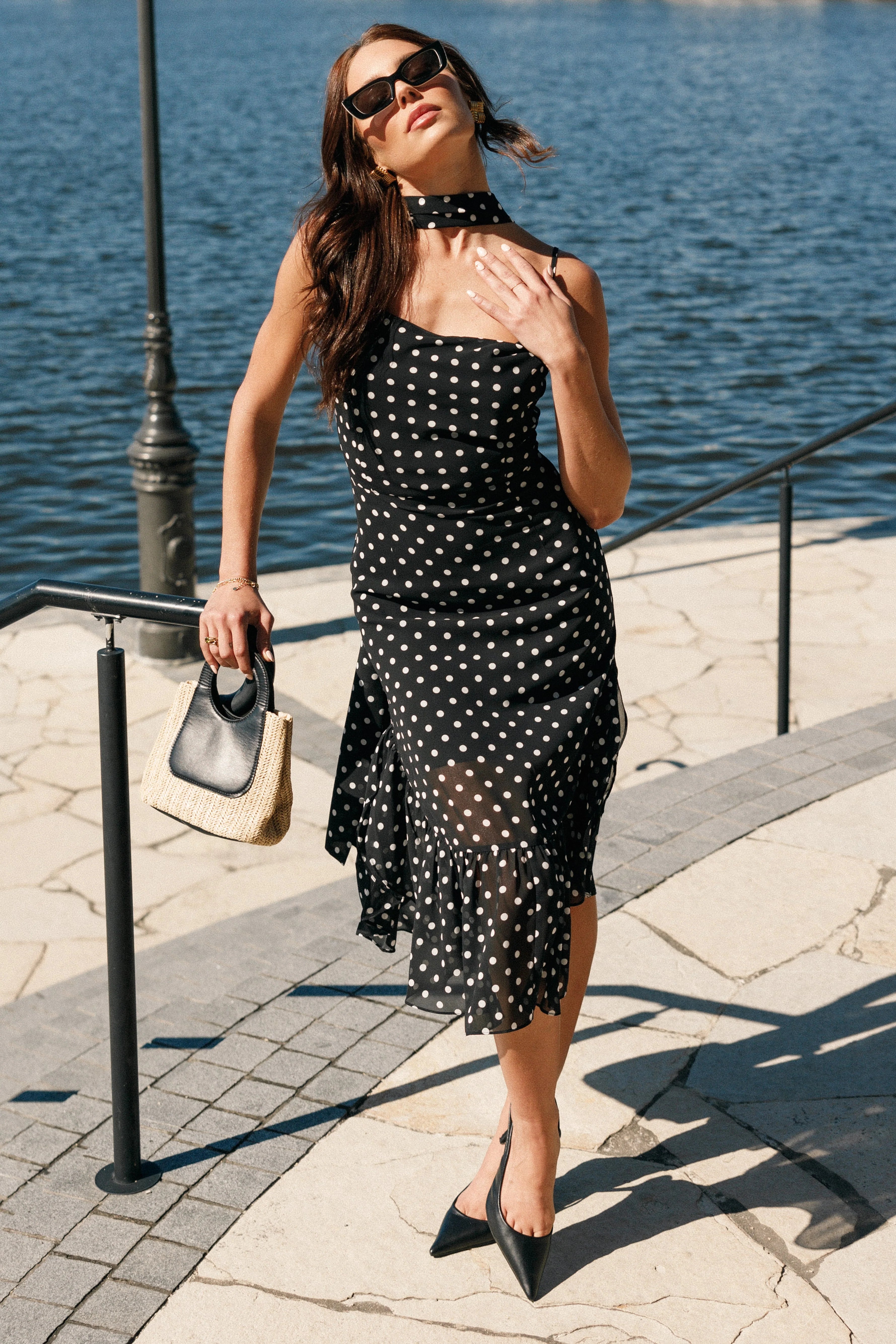 Francesca Midi Dress Black Polka Dot