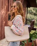 At My Side Woven Leather Tote With Insert
