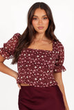 Lucie Top Burgundy Multi
