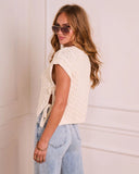 Ivara Cable Knit Side Tie Sleeveless Sweater