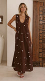 Scout Maxi Dress Chocolate White Polka