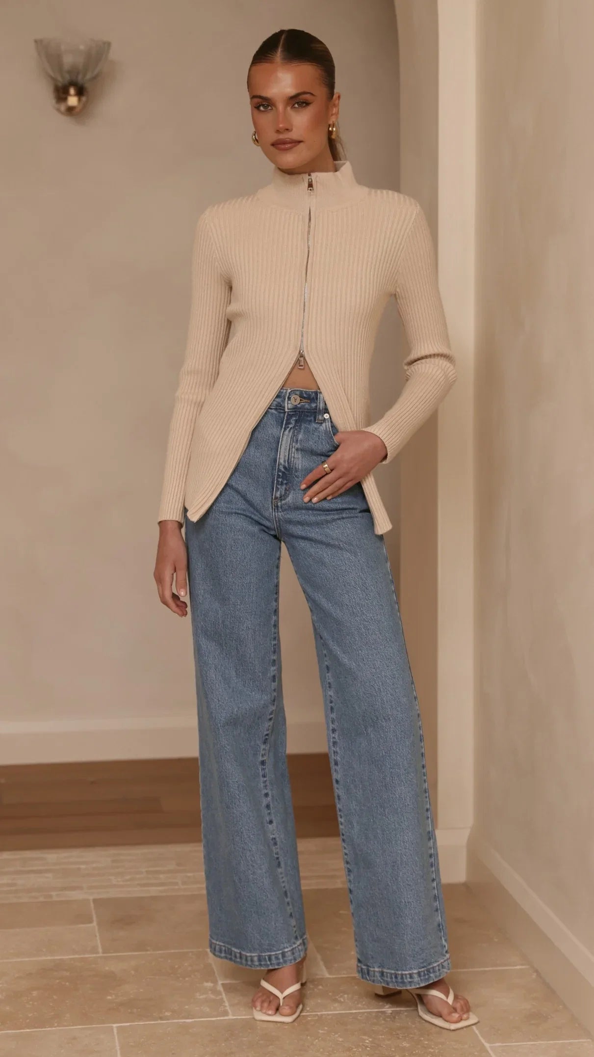 Cleo Long Sleeve Top Beige
