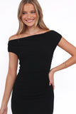 Spencer Off Shoulder Midi Dress Black