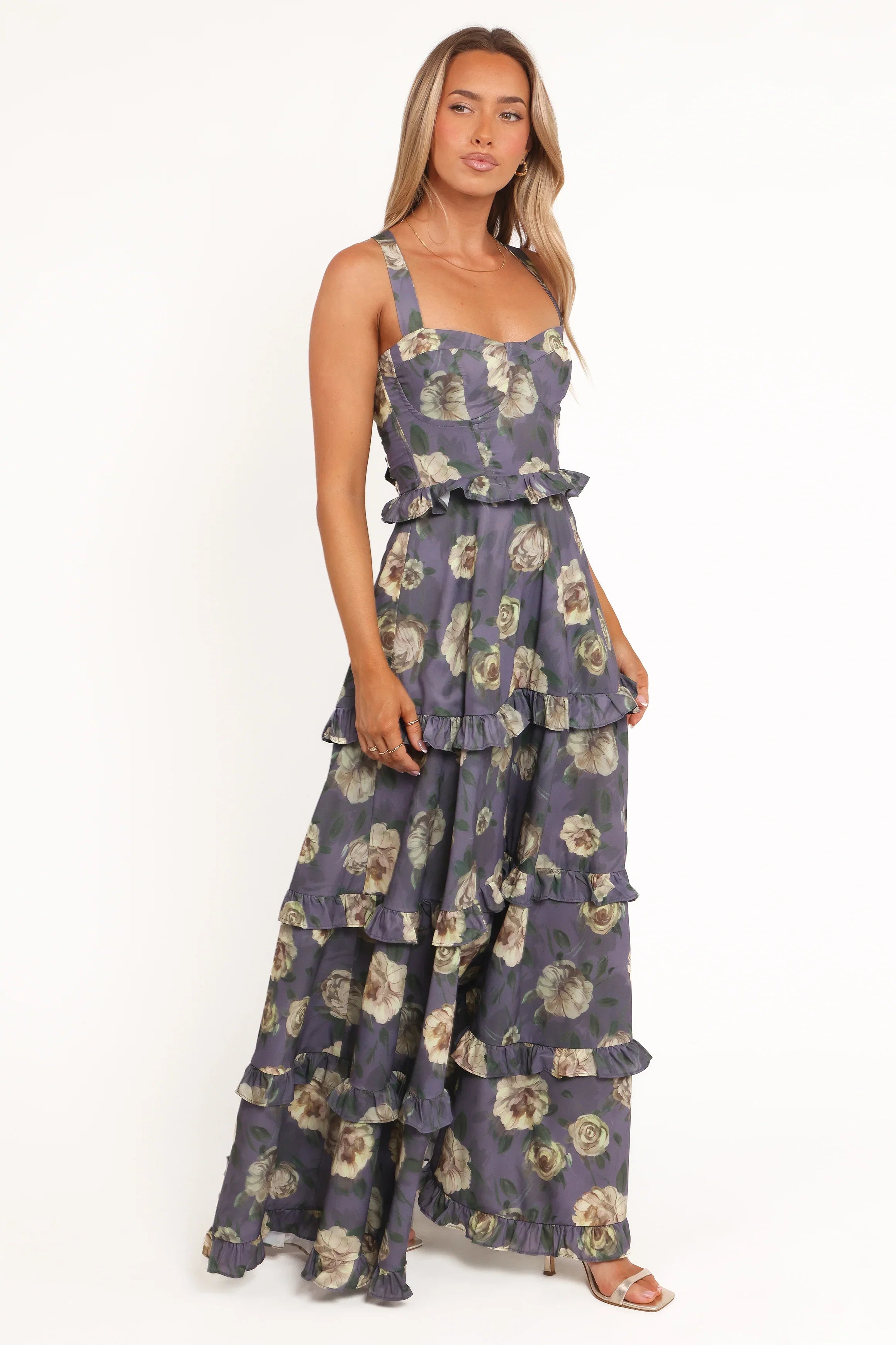 Lillee Tiered Maxi Dress Lavender Floral