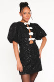 Natasha Boucle Mini Dress Black