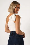Jordana One Shoulder Bodysuit White