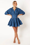 Francis Long Sleeve Mini Dress Blue Denim