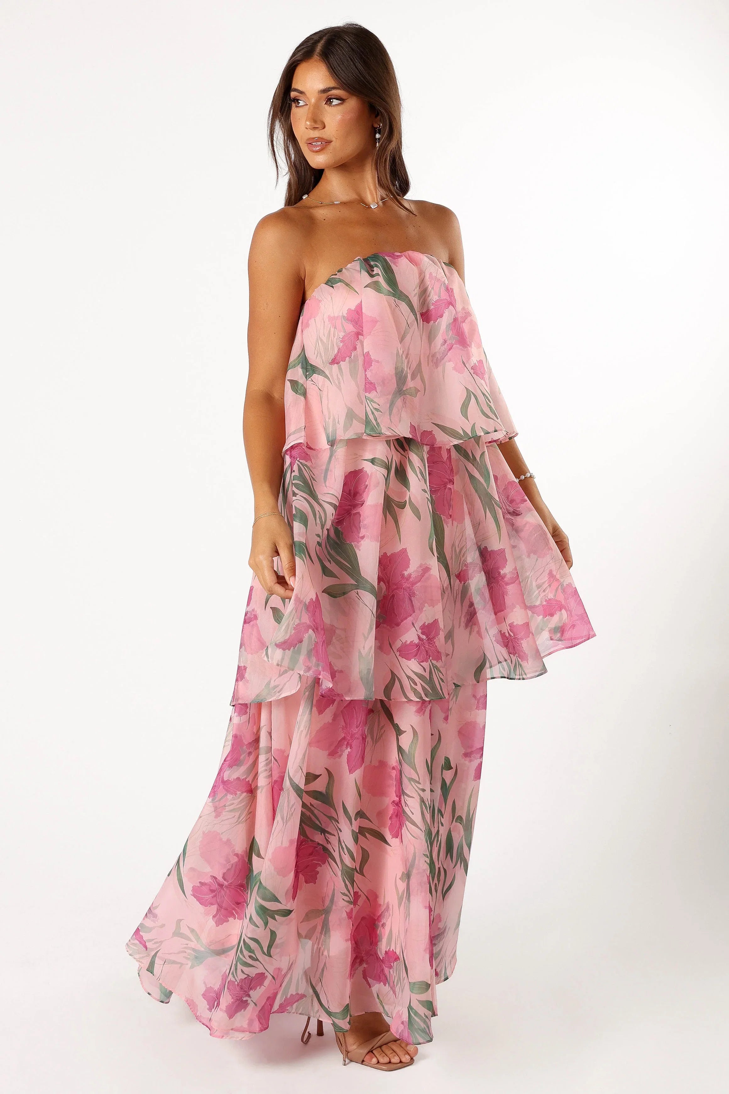 Bloom Strapless Maxi Dress Pink Floral