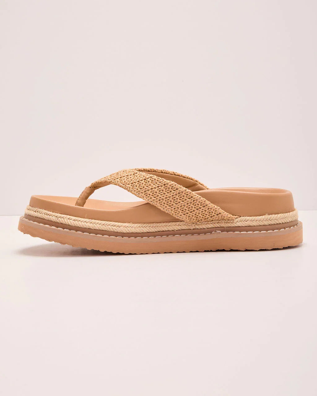 Beach Muse Raffia Thong Platform Sandals