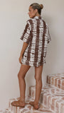 Ravenna Button Up Shirt and Shorts Set Chocolate Tie Dye