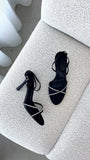 Vixin Heels Black Satin Diamante