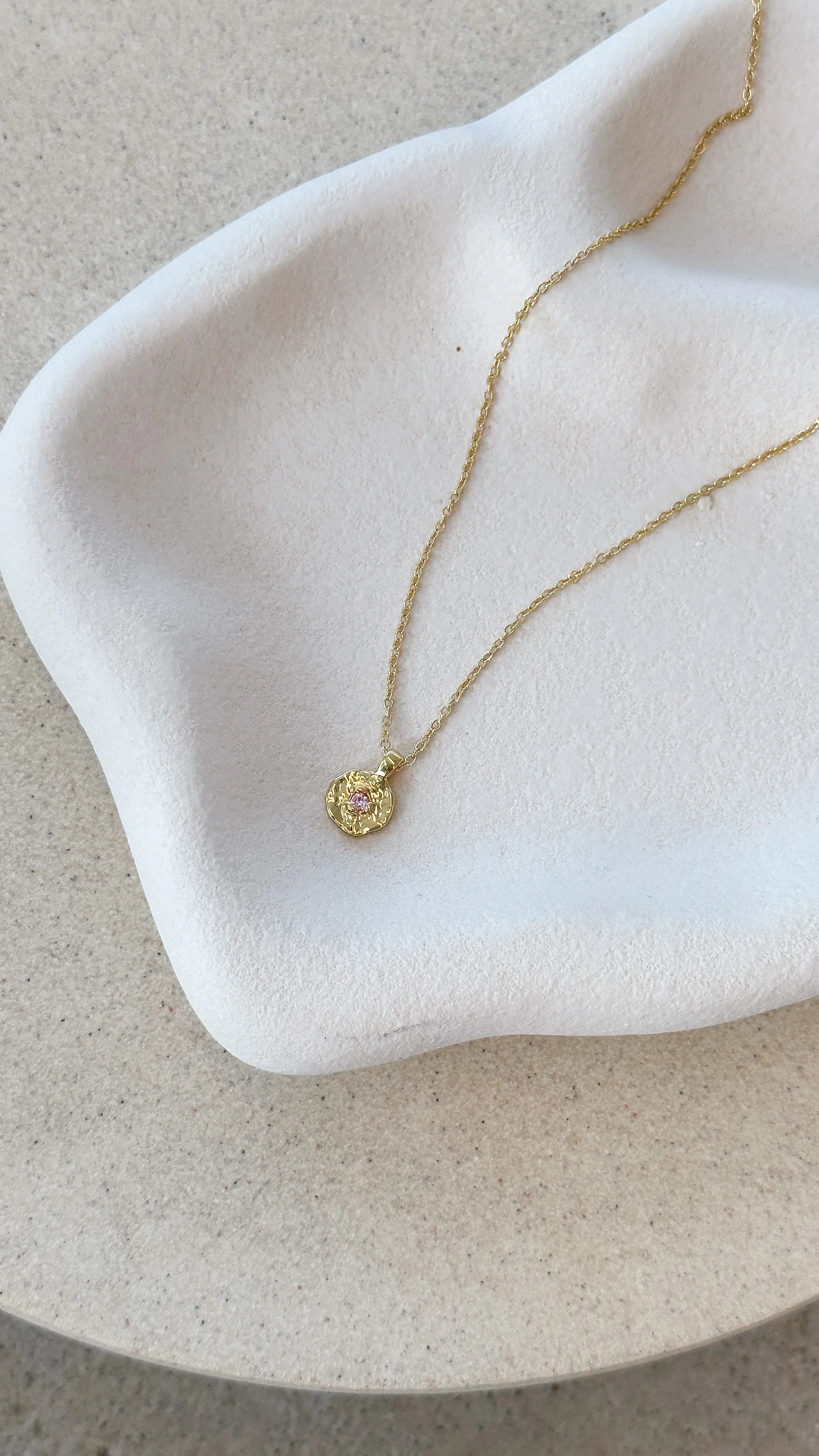 October Birthstone Necklace Rose Quartz