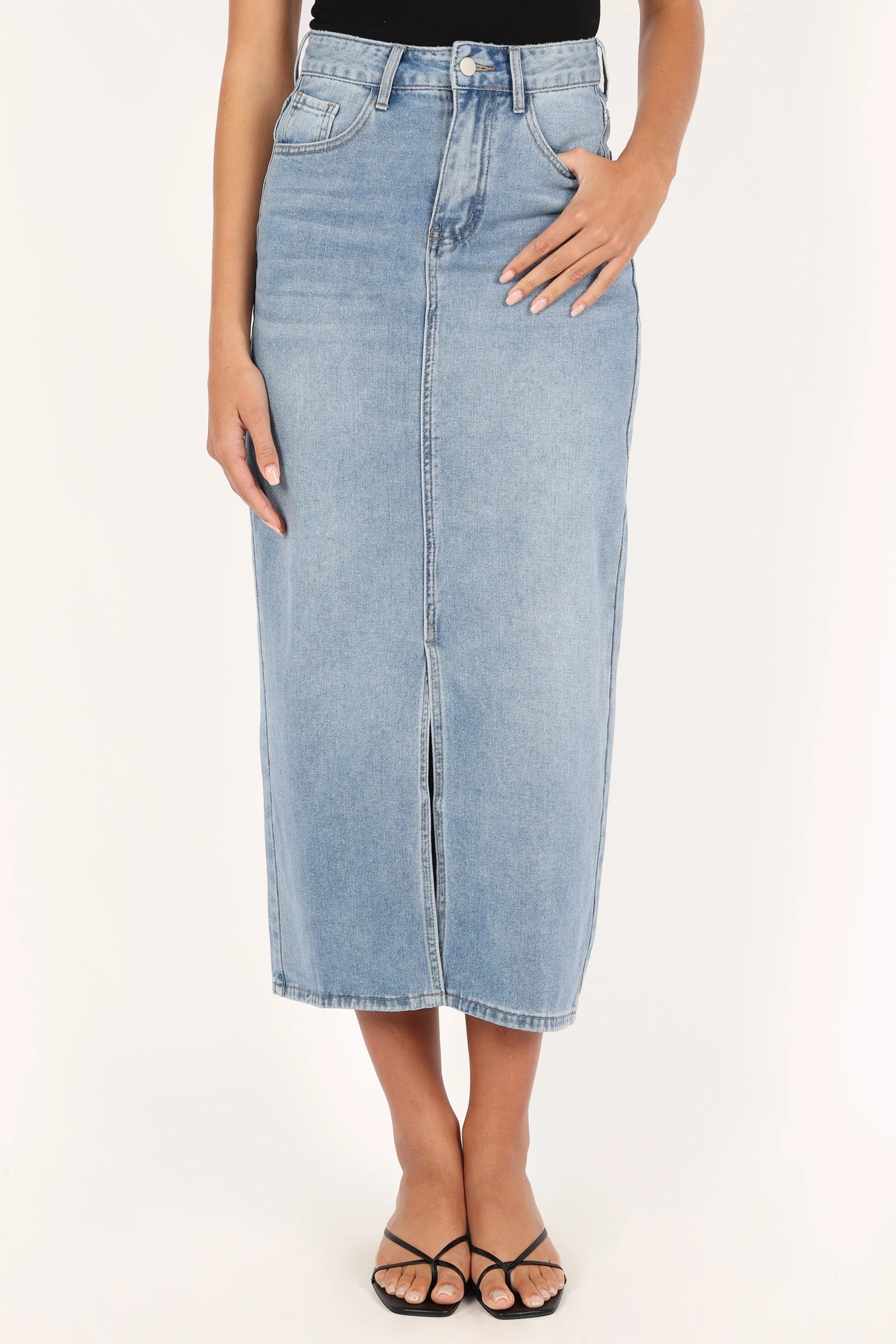 Dana Denim Midi Skirt Blue Wash