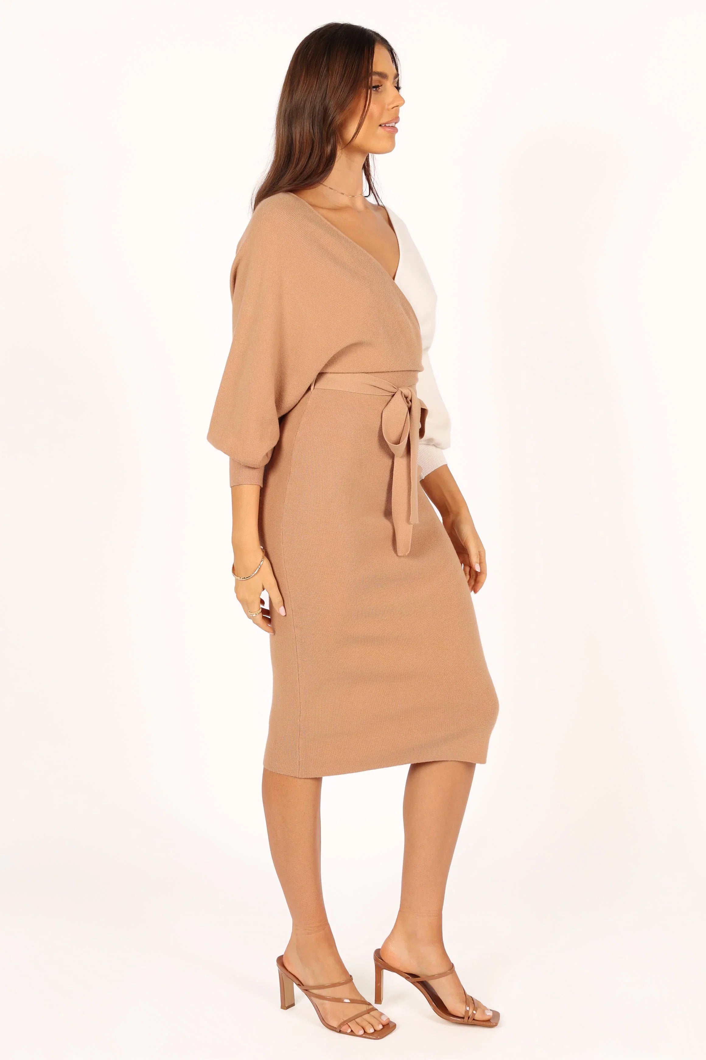 Nate Dress Beige White