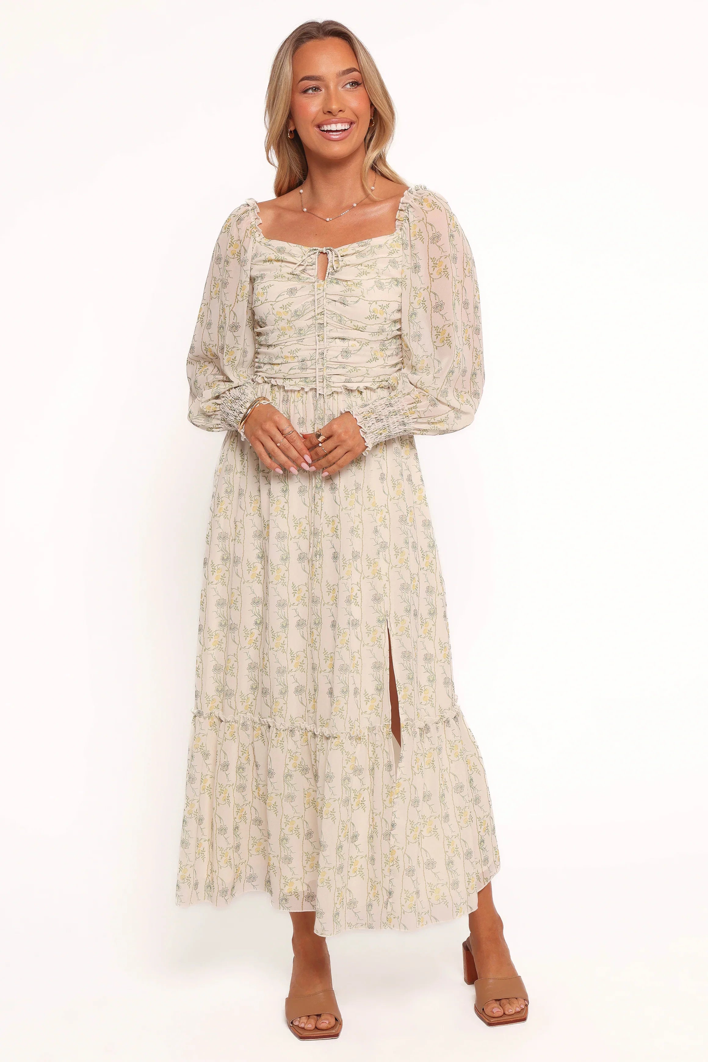 Keziah Long Sleeve Maxi Dress Yellow Floral