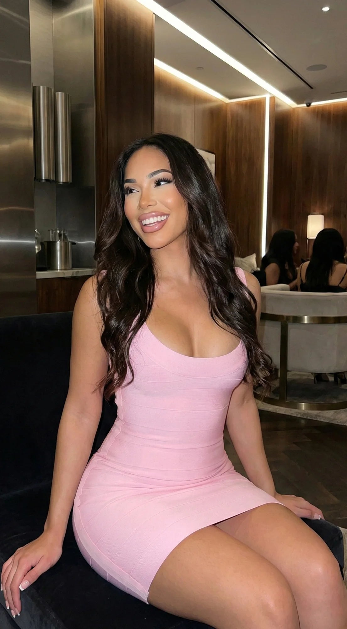 Lunelle Sculpt Bandage Mini Dress Pink
