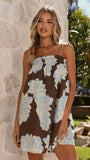 Sloane Mini Dress Brown Blue Floral