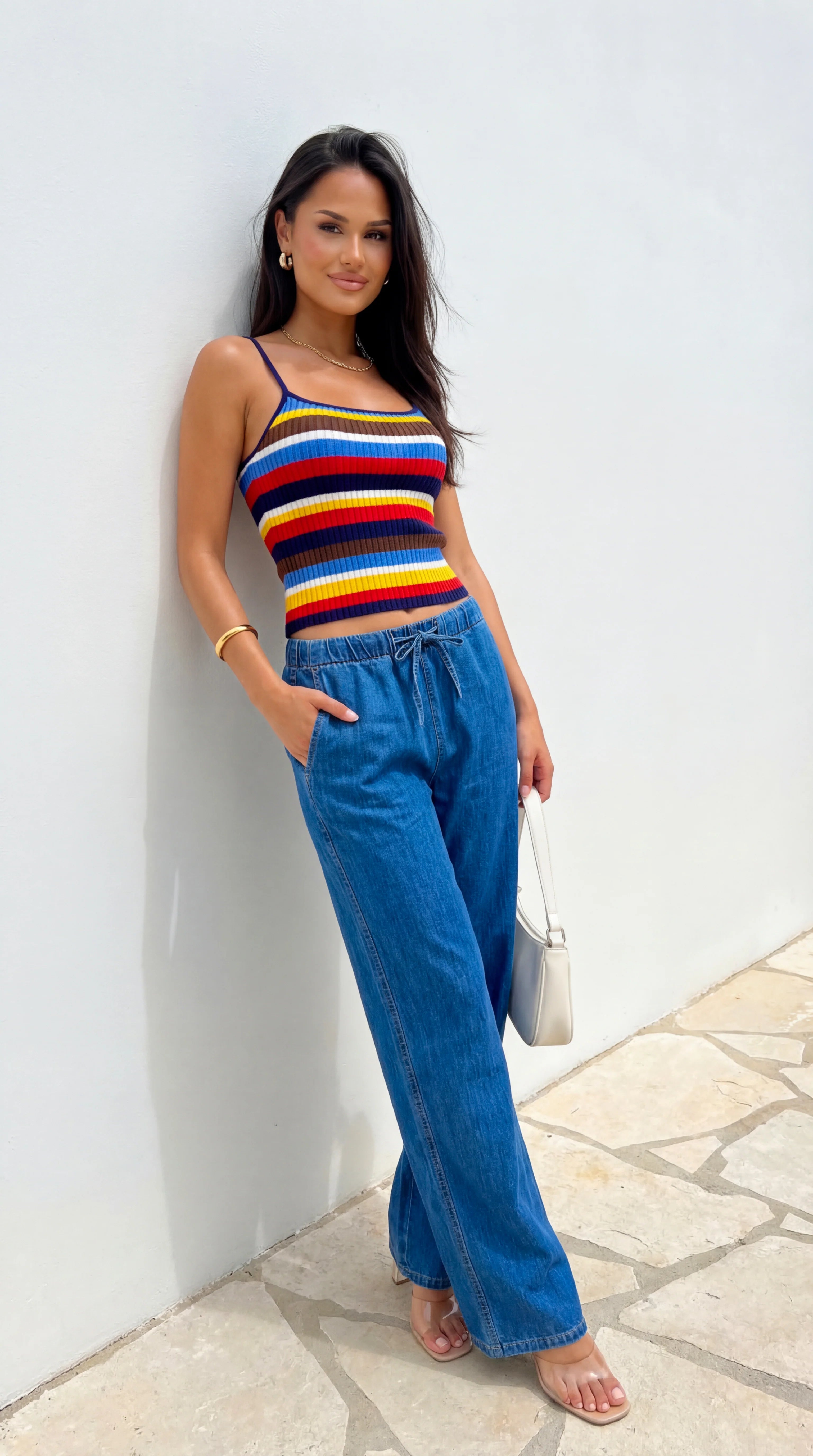 Laguna Wide Leg Denim Pants Blue