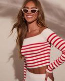 Montez Striped Off The Shoulder Top