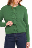 Wilde Bow Front Cardigan Green