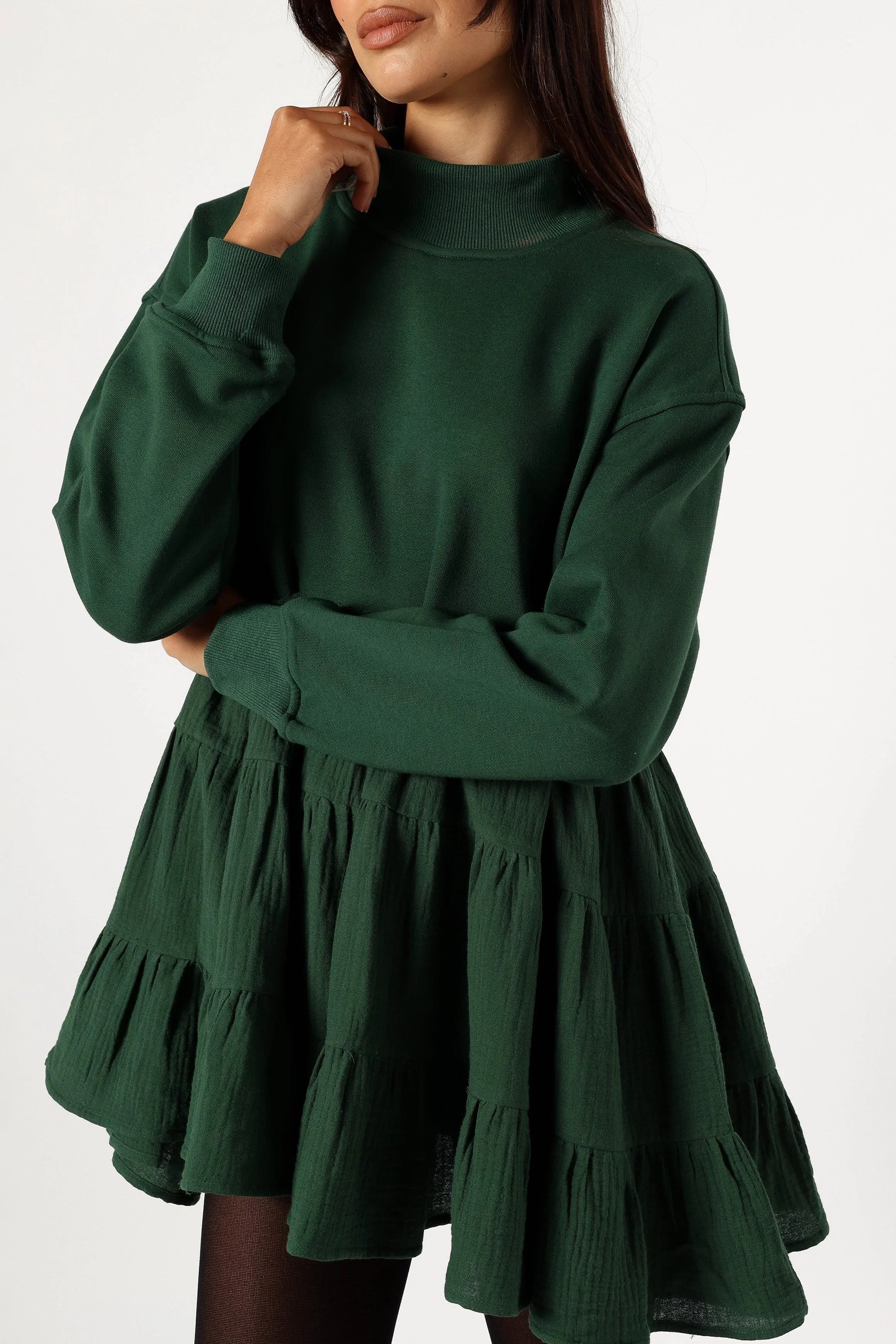 Minia Long Sleeve Mini Dress Hunter Green