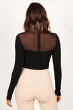 Kingsley Mesh Long Sleeve Bodysuit Black