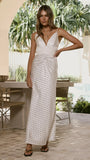 Zada Bow Maxi Dress Cream Black Polka Dot