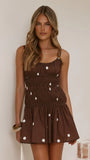 Vida Mini Dress Brown White Spot