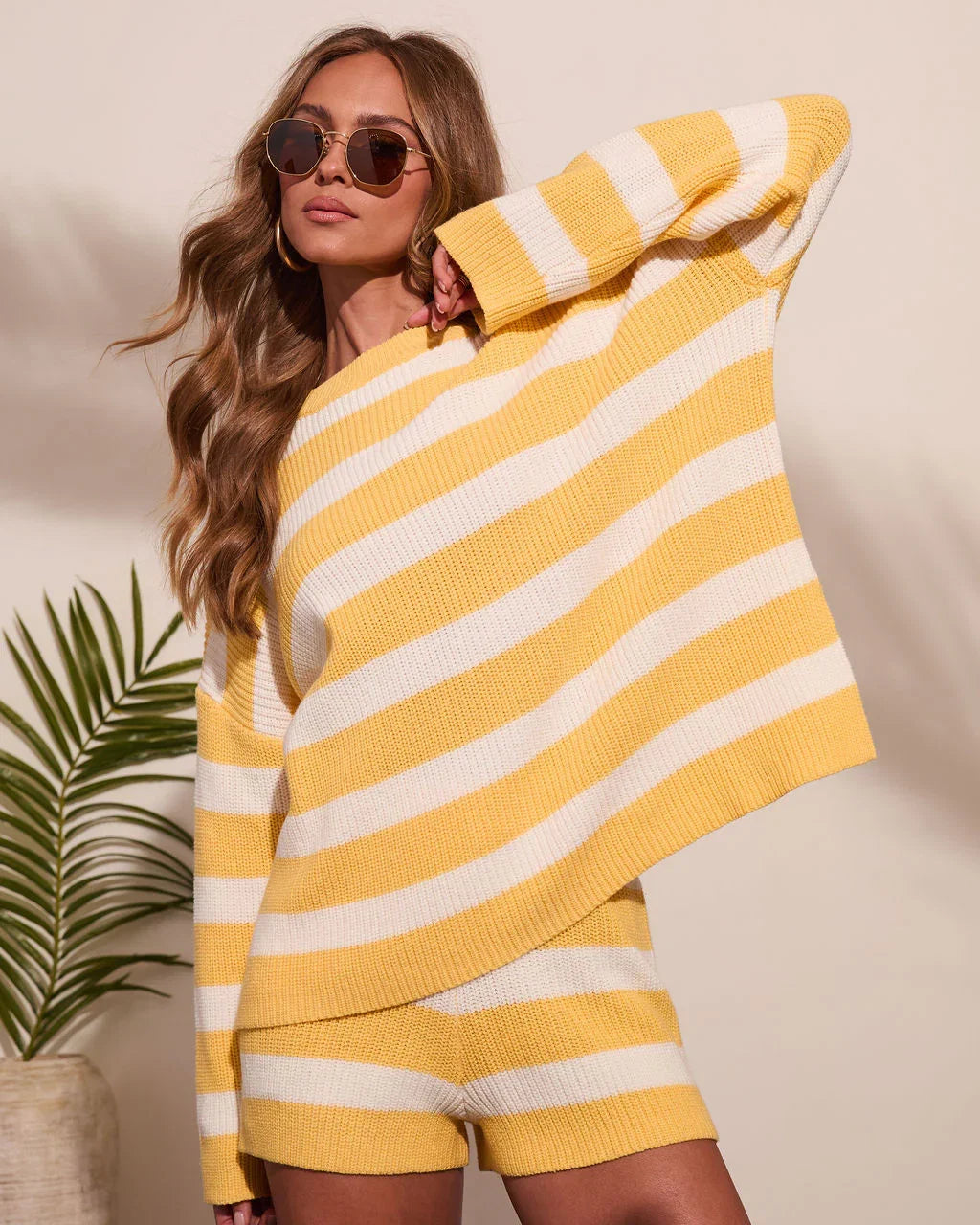 Sunshine Mood Striped Knit Sweater