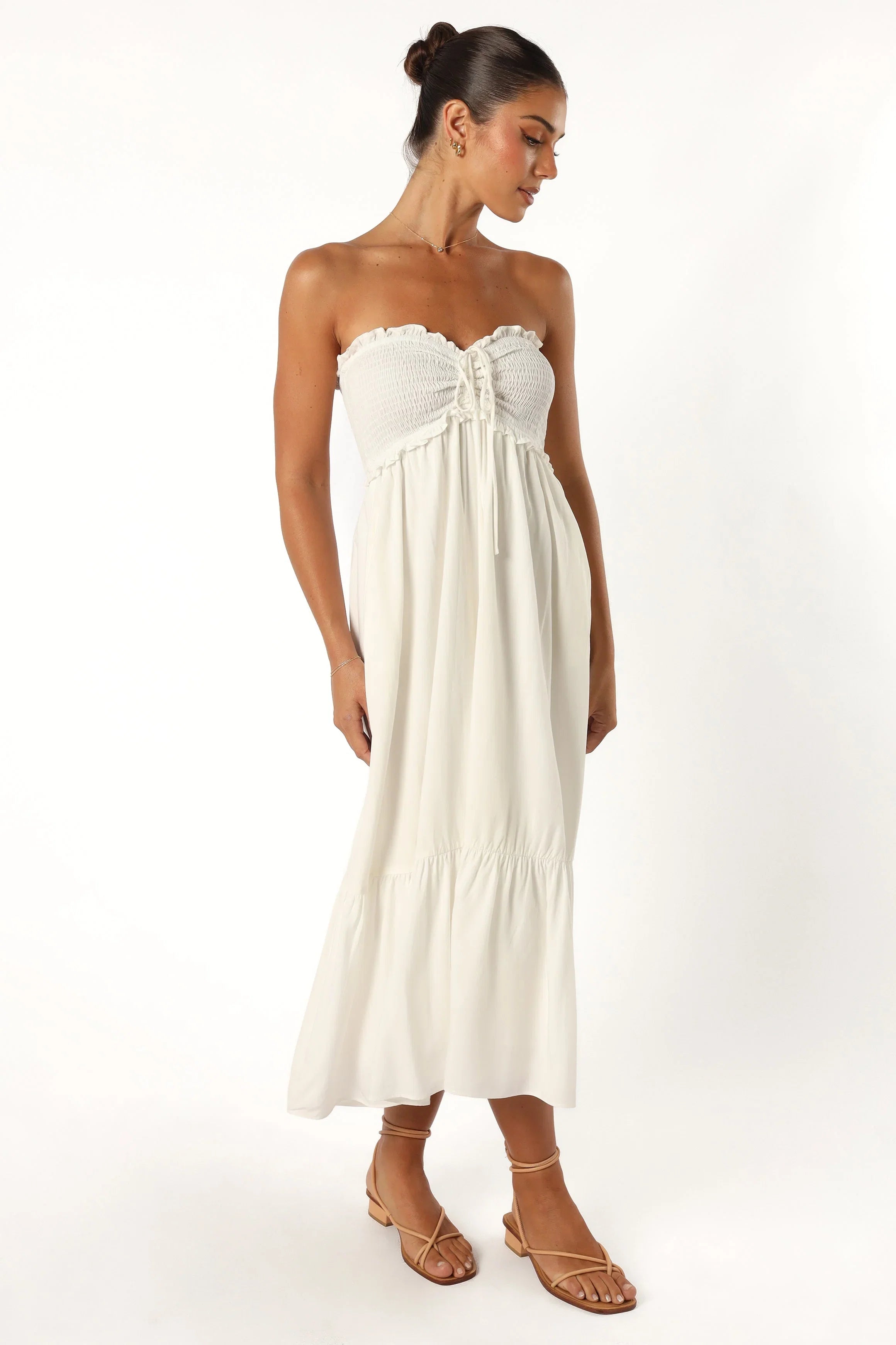 Dayton Strapless Midi Dress White