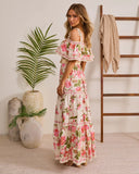 Morning Ease Belted Off The Shoulder Floral Maxi Dress
