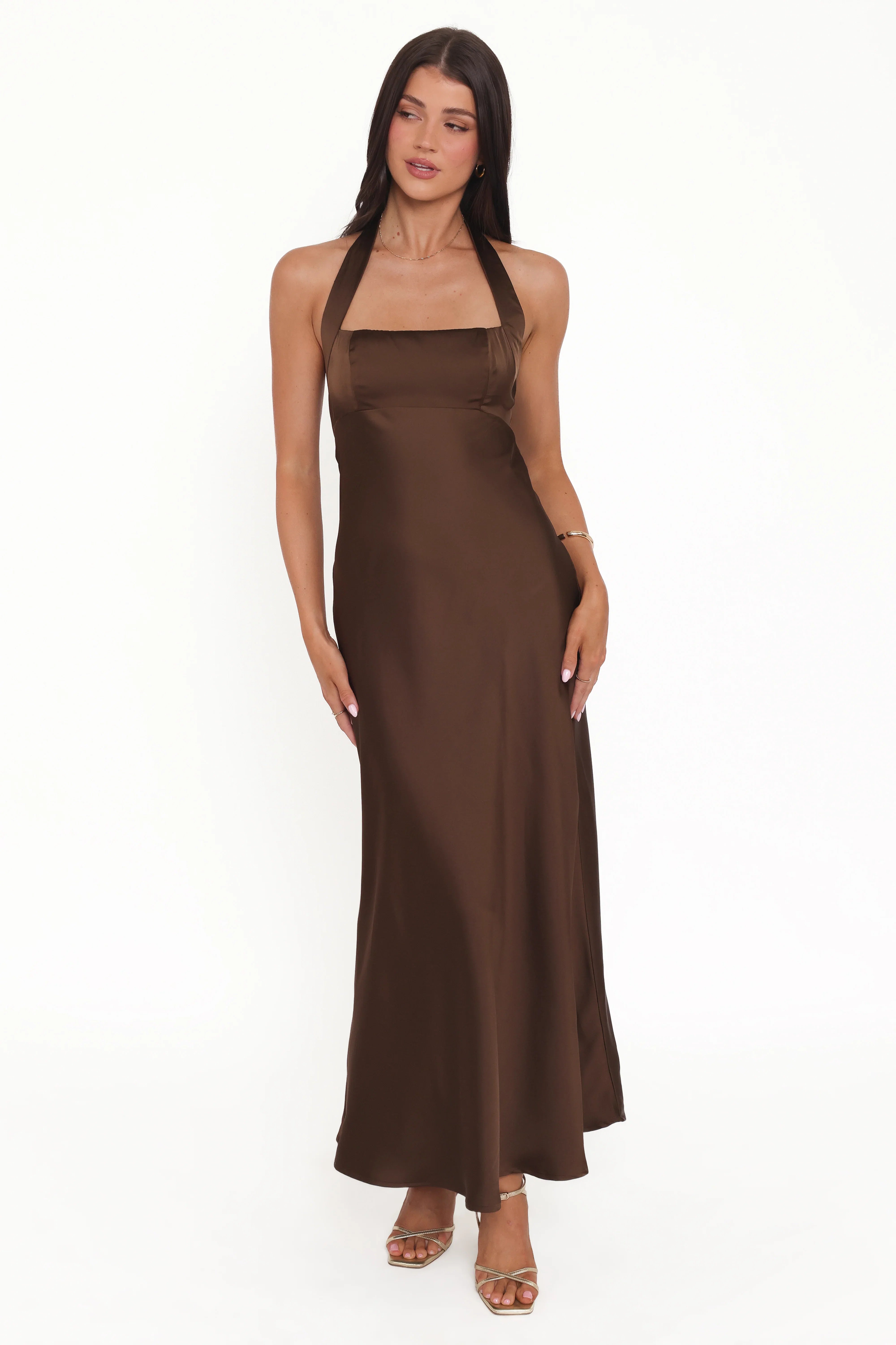 Nakita Halterneck Maxi Dress Brown