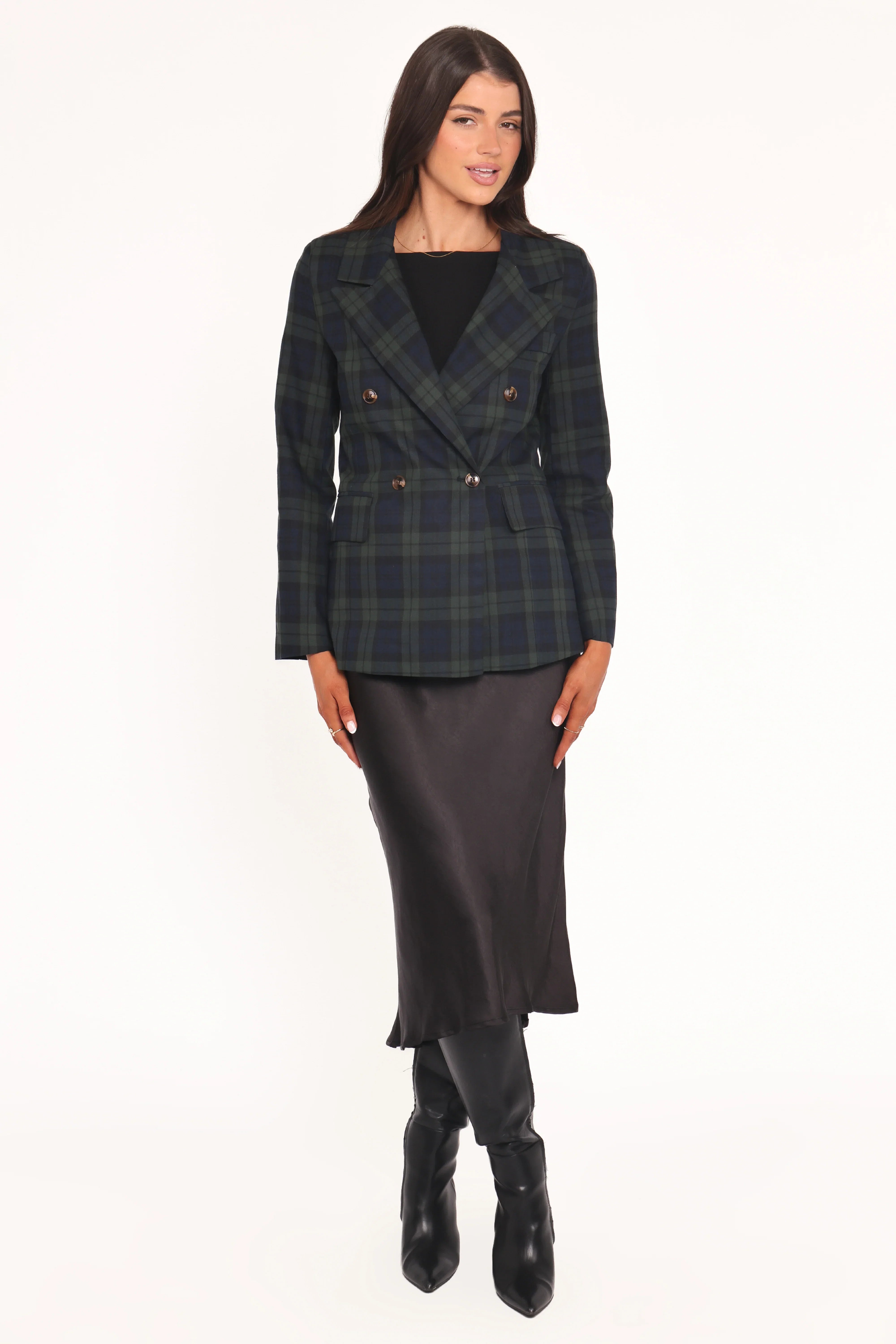 Juliette Blazer Green Plaid