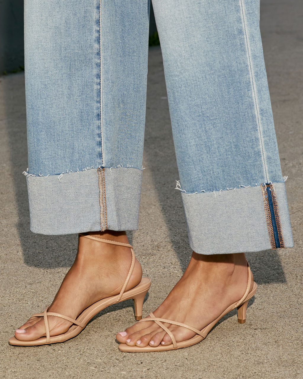 Janey Super Stretch High Rise Wide Leg Cuffed Jeans