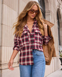 Petaluma Cotton Blend Plaid Button Down Top