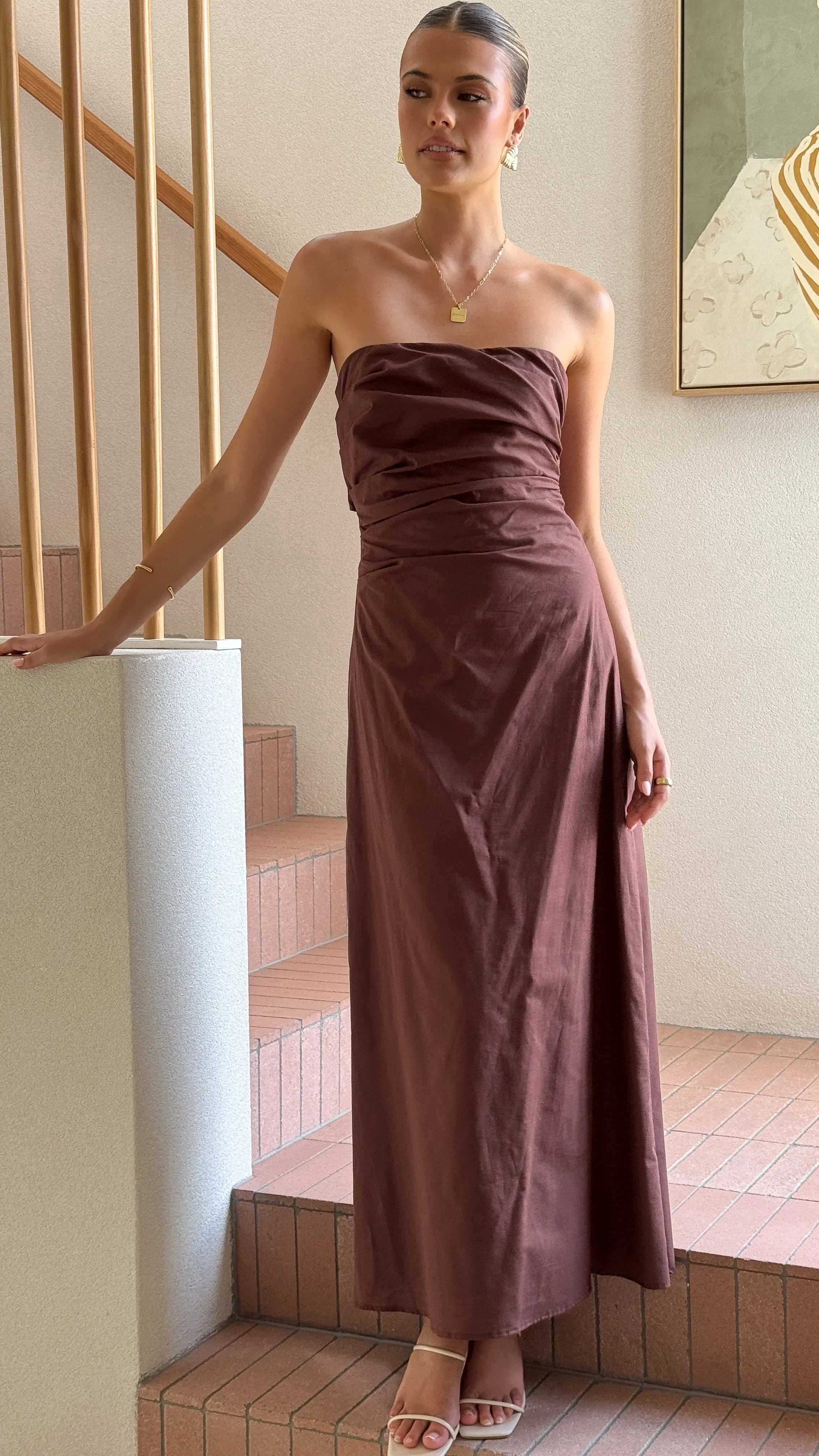 Bolivia Strapless Maxi Dress Chocolate