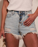 Heather High Rise Cut Off Denim Shorts