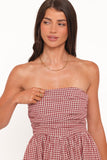 Paige Strapless Jumpsuit Red Gingham