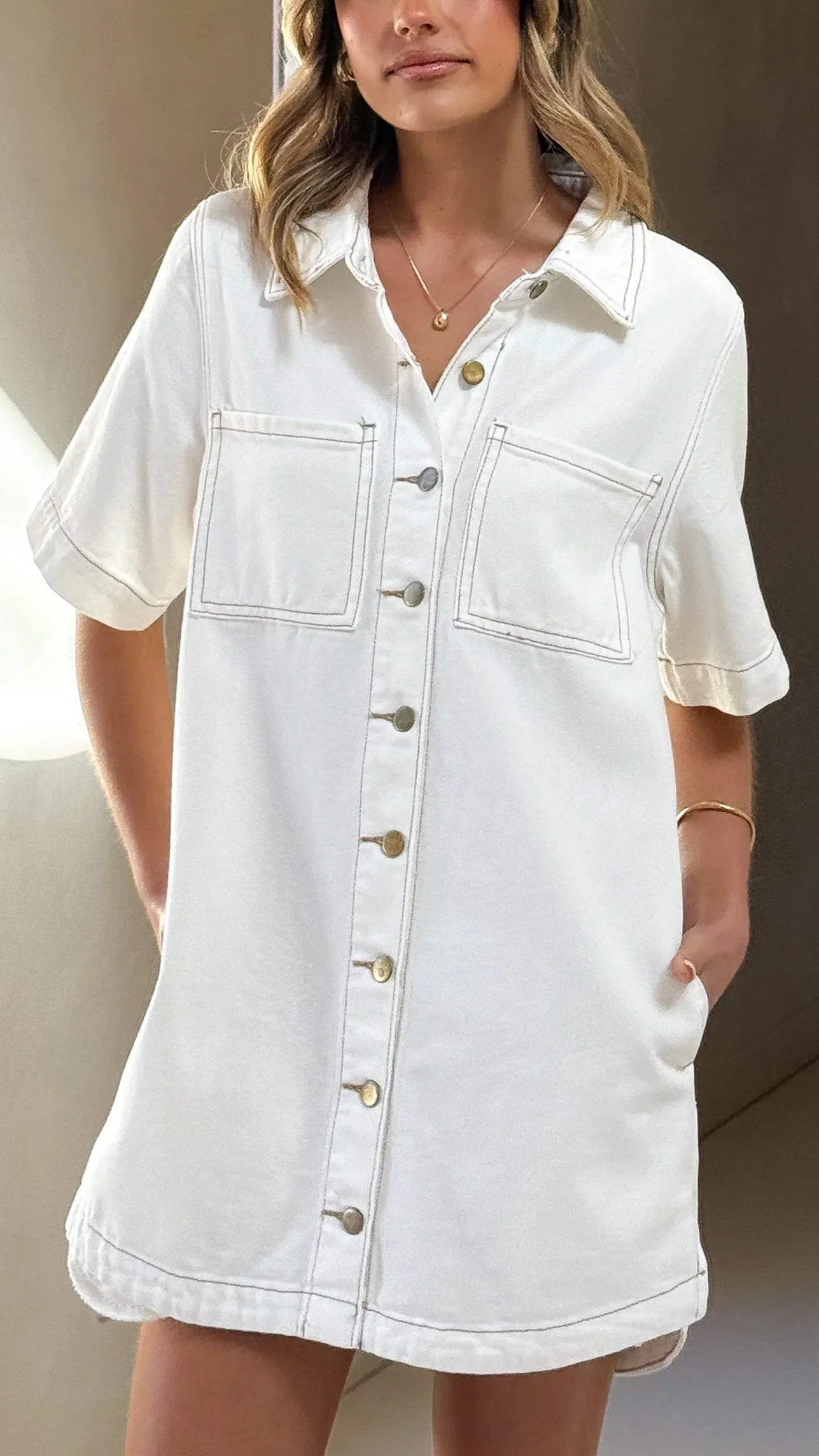 Rayna Denim Mini Dress White