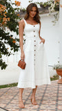 Indigo Midi Dress White Denim