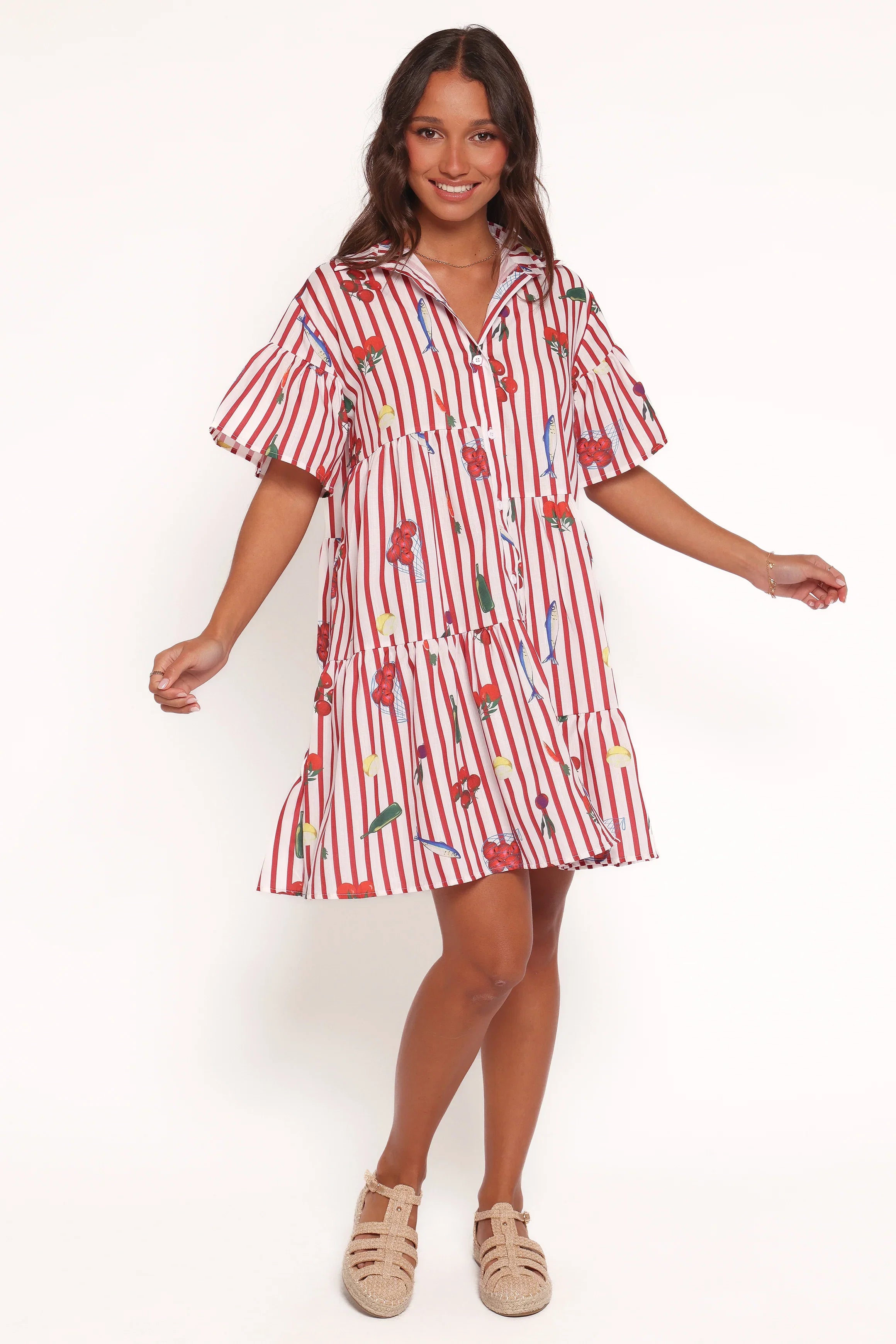 Peachy Mini Dress Red Picnic Stripe
