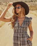 Lindah Smocked Plaid Maxi Dress