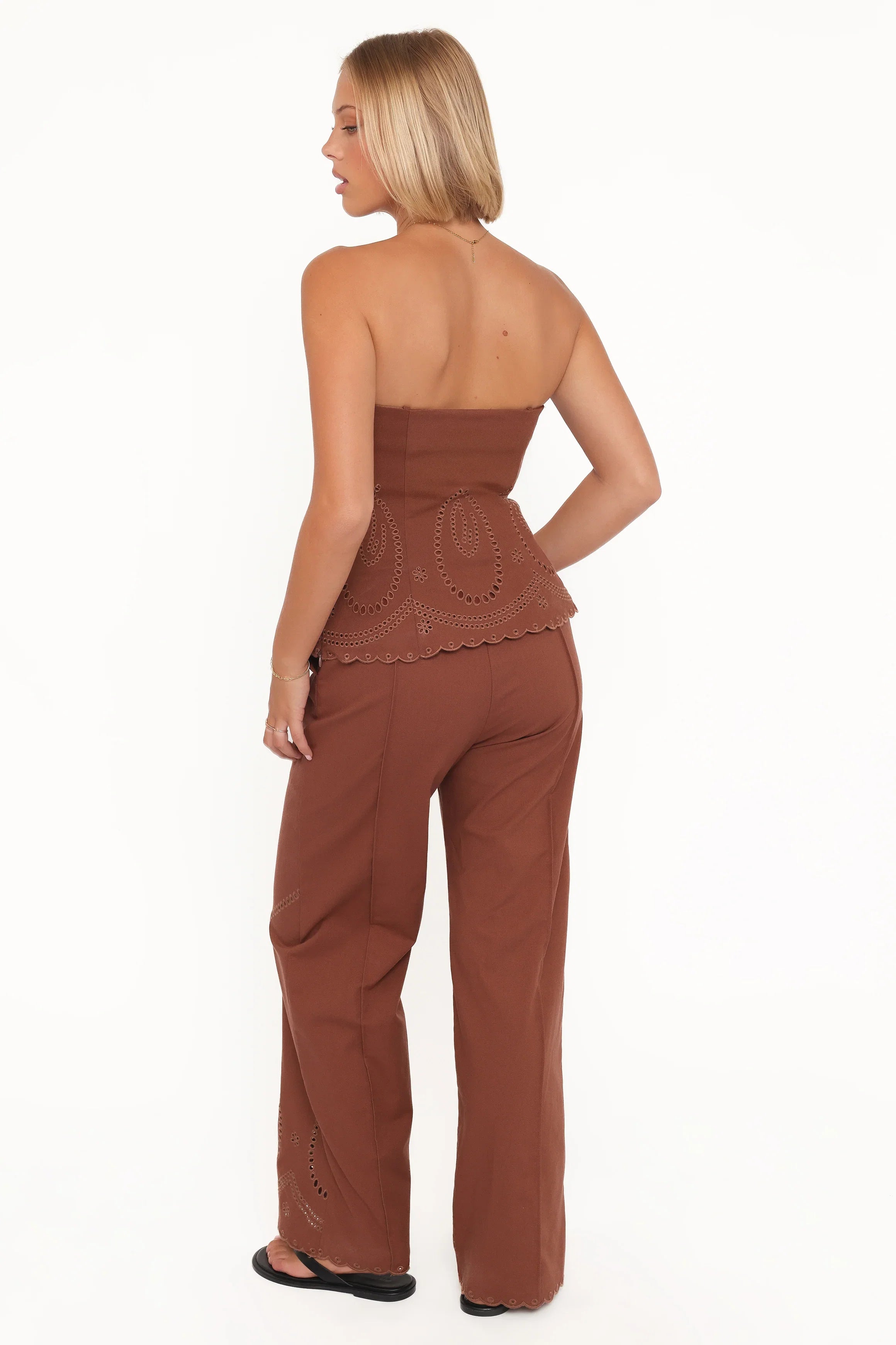 Dalia Eyelet Pant Brown