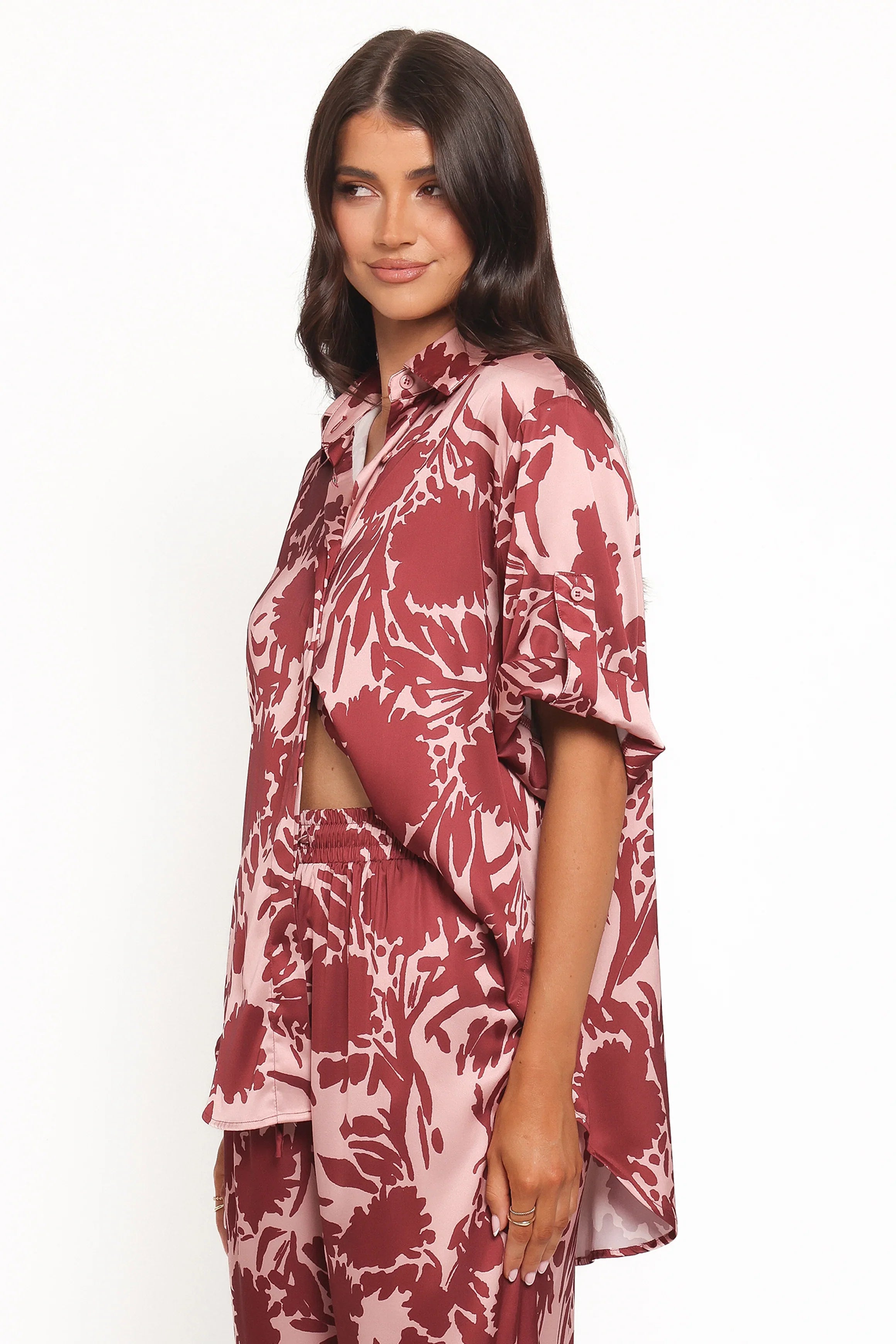 Elysia Shirt Pink Burgundy