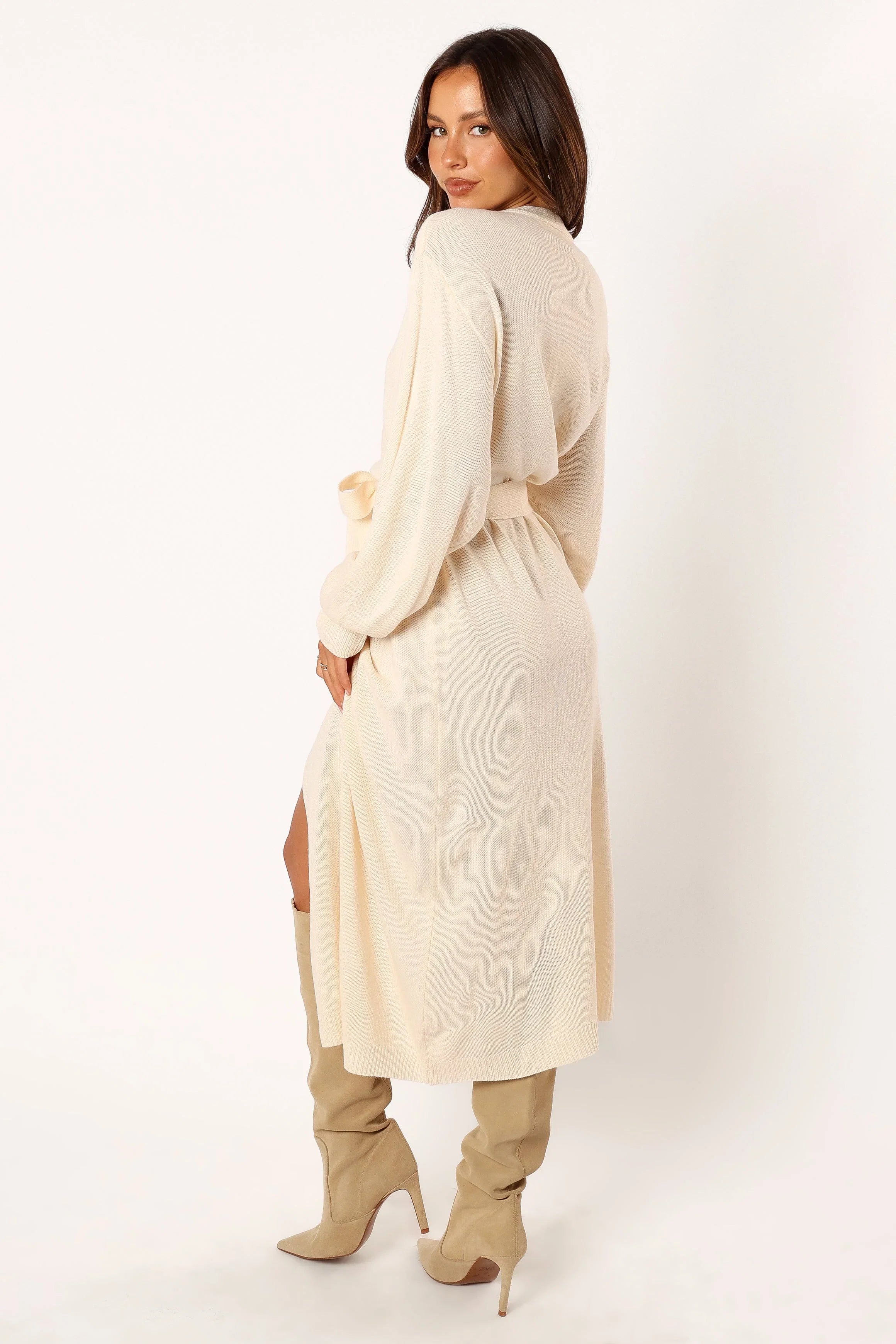 Nova Wrap Knit Midi Dress Taupe